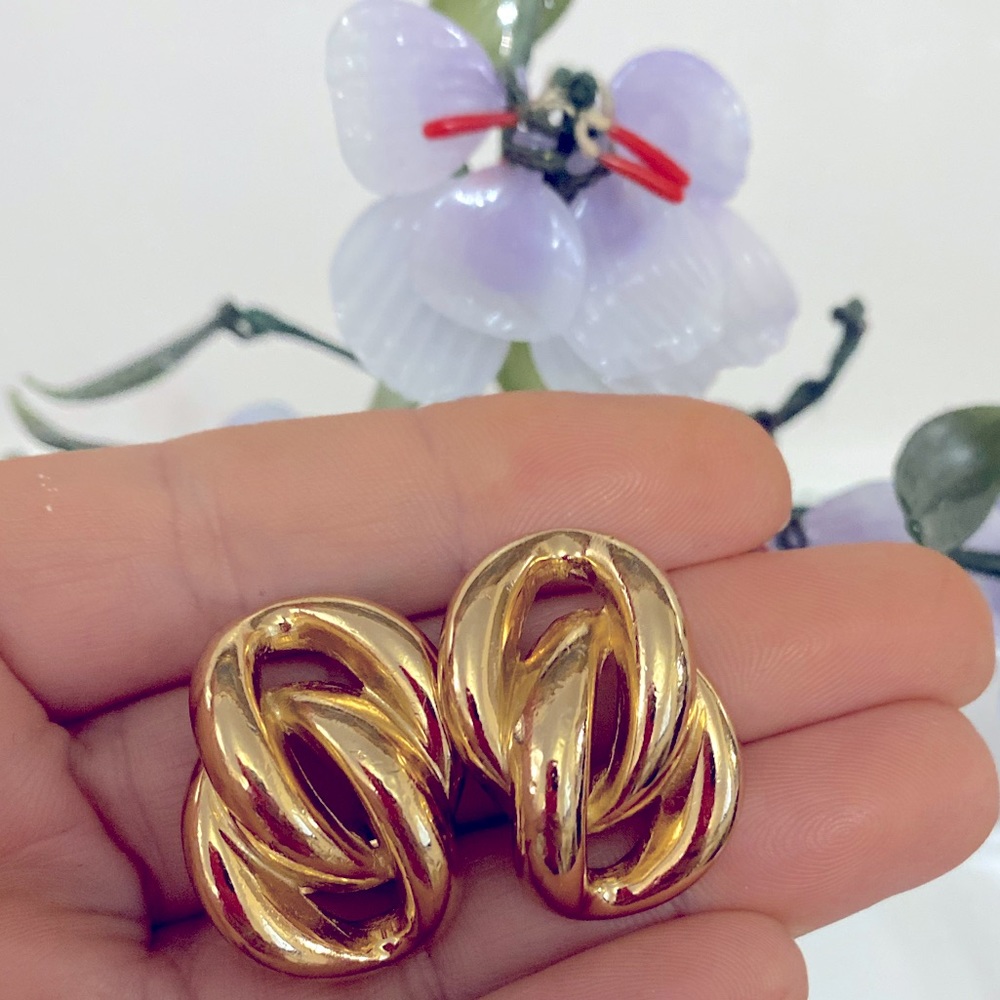 Vintage Christian Dior Twisted Chain Chunky Earrings